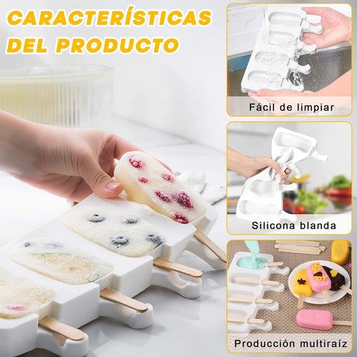 3pcs Moldes Para Paletas De Hielo, Molde Paletas De Silicona