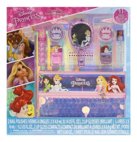 Maquillaje Niñas Princesas Disney Brillos Cosmetiquera