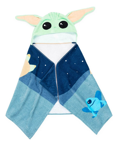 Toalla De Baño Baby Yoda Grogu Con Gorro Capucha Para Niños