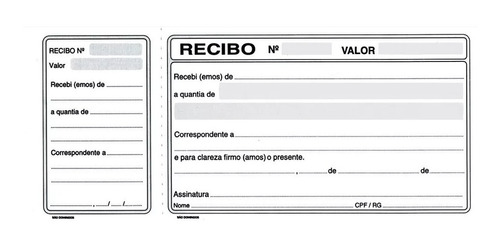 Recibos De Serviços Com Canhoto 5 Blocos 100 Vias