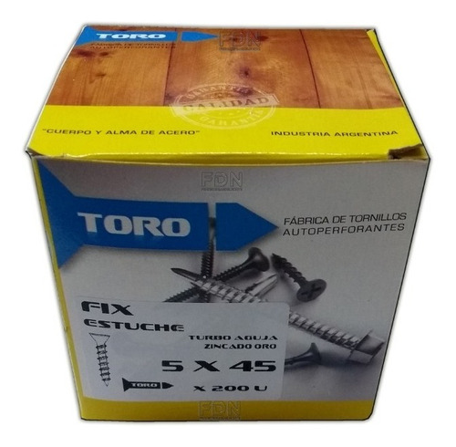 Tornillo Fix 5 X 45 - 12 Cajas X 200u - Dorados - Fdn