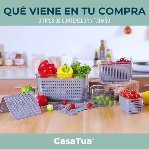 CASATUA Organizador Refrigerador Cocina Set 7 Contenedores Con Tapa CasaTua