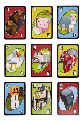 Uno Minecraft Lata Juego De Cartas Mattel Steve Alex Creeper