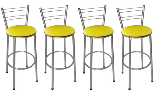 Kit Com 4 Banquetas Florida Alta Com Encosto Aramado Confort