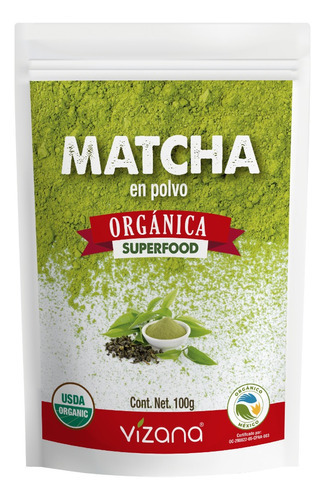 Matcha Orgánica Premium En Polvo 100g Vizana Nutrition