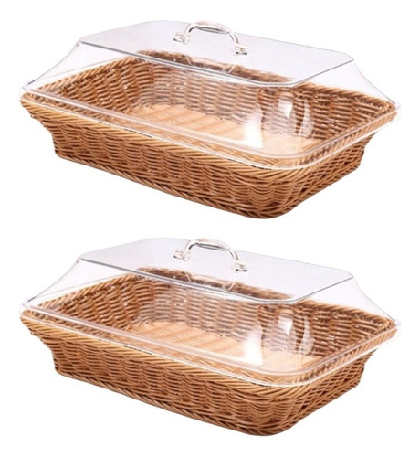 Cesta De Pão De Frutas De Vime De 2 Peças Com Tampa