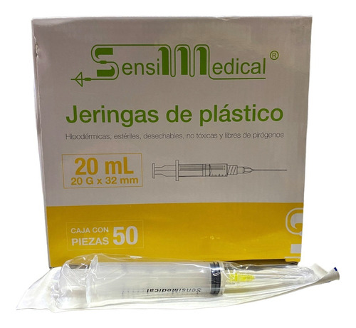 50 Jeringas Sensimedical 20g X 32mm 20ml Capacidad En Volumen 20 Ml