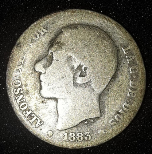 Imagem 3 de 4 de Moeda Una Peseta Ano 1883 Espanha