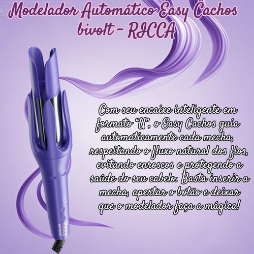 Modelador Automático Easy Cachos Bivolt - Ricca Lilás