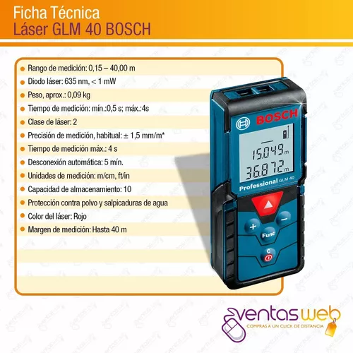 Medidor Láser de distancia BOSCH GLM 40 