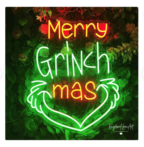 Letrero Led Neon Navidad Merry Grichmas Alto50cm Rostro