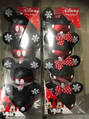 Imagen 1 de 3 de Esferas Navideñas De Mickey Mouse Y Minnie