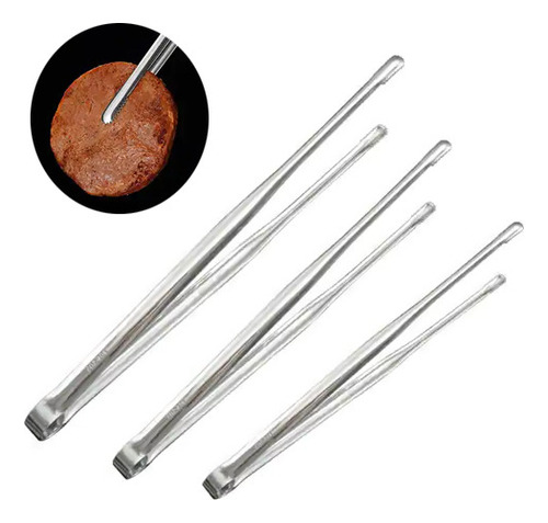 Pegador Churrasco Pinça Para Pegar Carne Inox Multiuso 3pcs