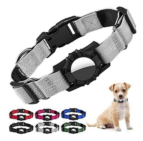 Collar Para Perro Porta Airtag Reflectivo X- Small Gris