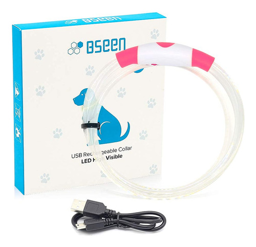 Collar Led Para Perro Recargable Por Usb - Rosa