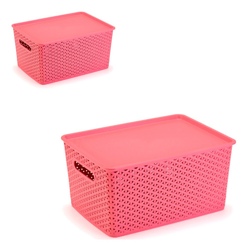 Imagem 2 de 2 de Caixa Organizadora Rattan 24cm G - Rosa