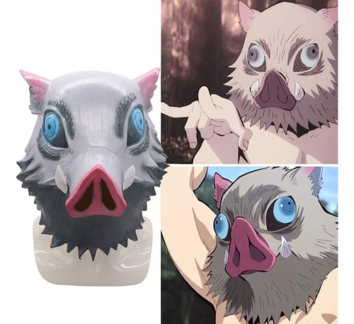 Máscara De Anime Cabeza De Cerdo Hashibira Inosuke Cosplay