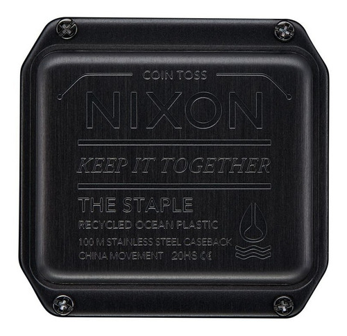 Reloj Nixon Staple Black / Gold Unisex Malla Negro Bisel Dorado Fondo Negro