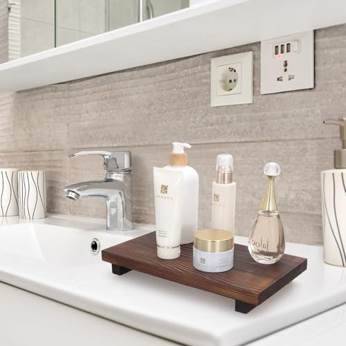 Bandeja De Tocador De Baño Rústico De Madera Para Tocador De
