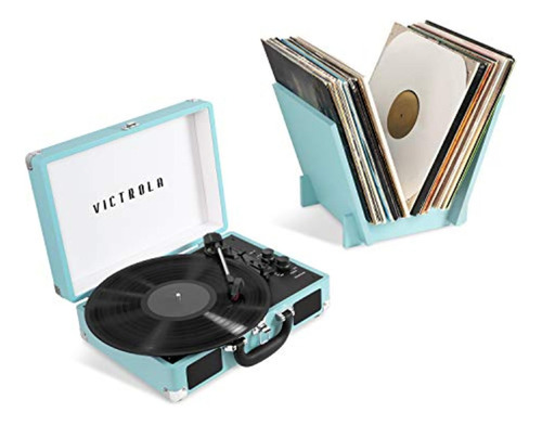 Victrola Tornamesa De Maleta Con Stand Para Discos, Azul