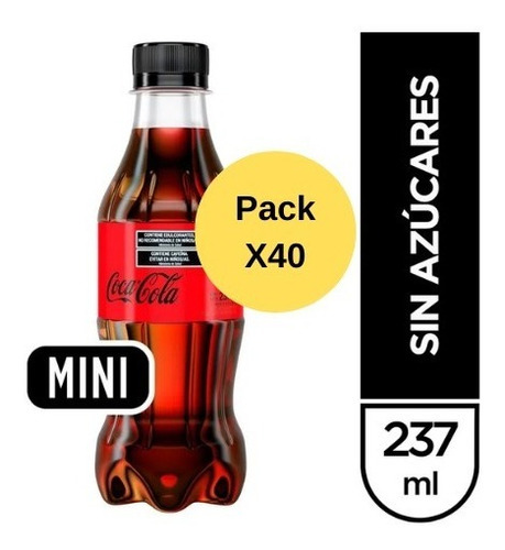 Coca Cola Botella 237 Zero Pack X40 Gaseosa Srj