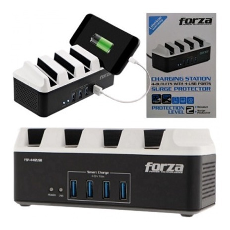 Supresor De Picos Forza Ifsp-4412usb Ac 110/220v 4 Tomas 4 U