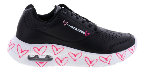 Imagen 2 de 4 de Tenis Sneakers Mujer Casuales Con Corazones Erez