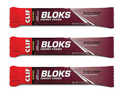 Clif Shot Bloks - Negro Cereza (3 X 2,1 Oz Bares).