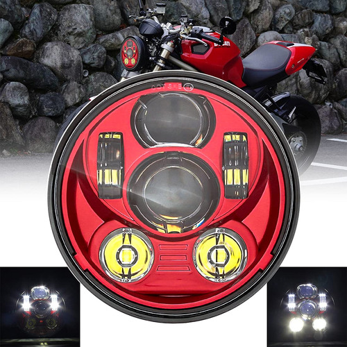 Sktyants Rojo 5.75  Faro Motocicleta Proyector Led Para 500