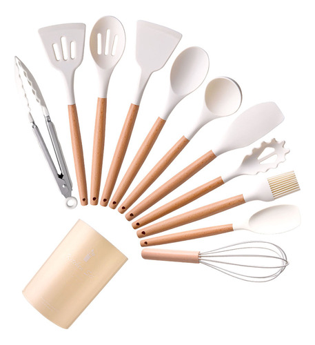 Juego De 12 Cucharas Antiadherentes Para Cocinar Y Ollas S