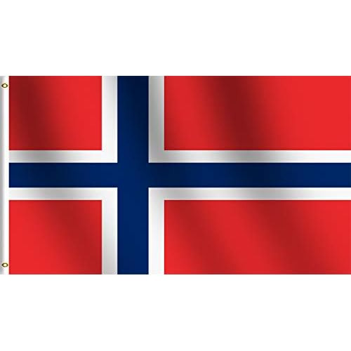 Bandera De Noruega 3x5 Pies, Cabecera De Lienzo Y Doble...