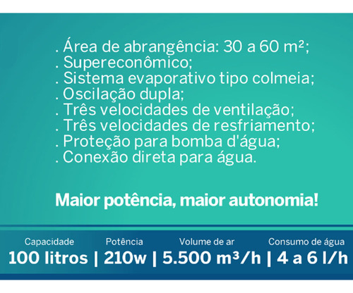 Climatizador De Ar Evaporativo Portátil 210w 100l Zellox Cor Cinza 220v
