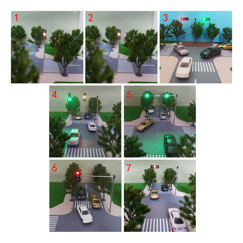 3 Peatonal Cruce Luces Led Señales Modelo Ho Oo Tren Carrete