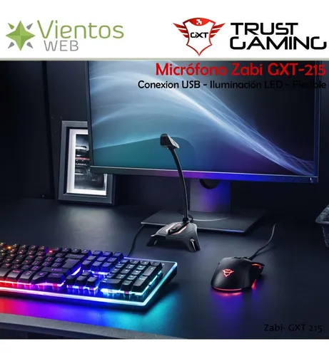 Microfono Gamer Trust Gxt 215 Zabi Usb Led Flex Pc Ps4 Ps5