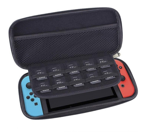 Imagen 5 de 10 de Estuche Nintendo Switch 10 Slots Funda Vidrio Templado Grips