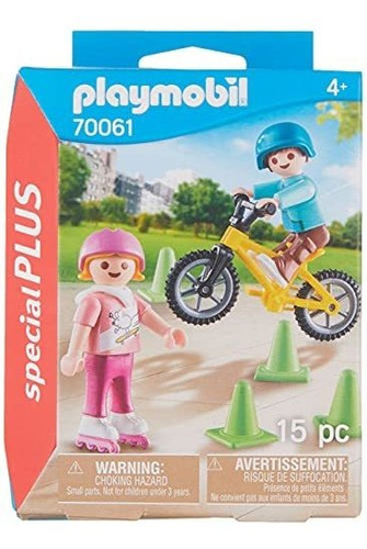 Niños Playmobil Con Patines Y Bicicleta