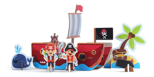 Quebra Cabeça Infantil Didático 3d Piratas 19 Peças - Babebi