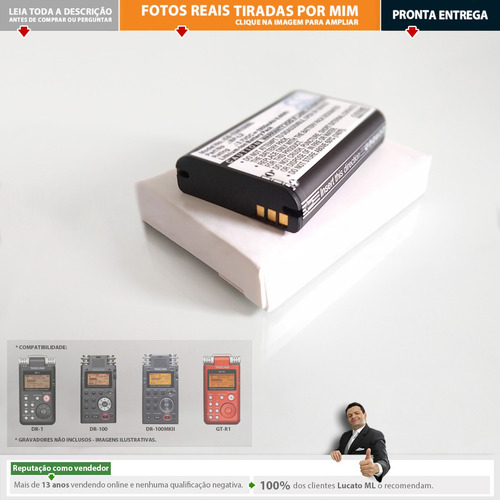 Imagem 3 de 8 de Bateria P/ Tascam Dr-1 Gtr-1 Dr-100 Dr-100mkii Bpl2 3.7v |n1