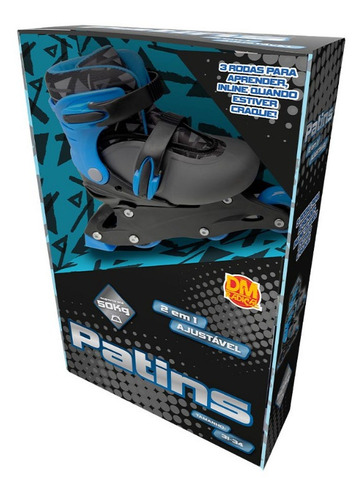 Imagem 6 de 6 de Patins Ajustavel 2 Em 1 Azul Menino Do 31 Ao 34 Dm Toys