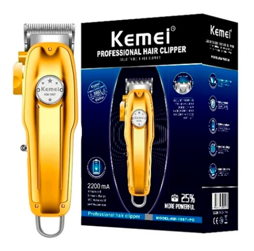 Maquina De Corta Cabelo Kemei 1987 Pg Cordless Profissional