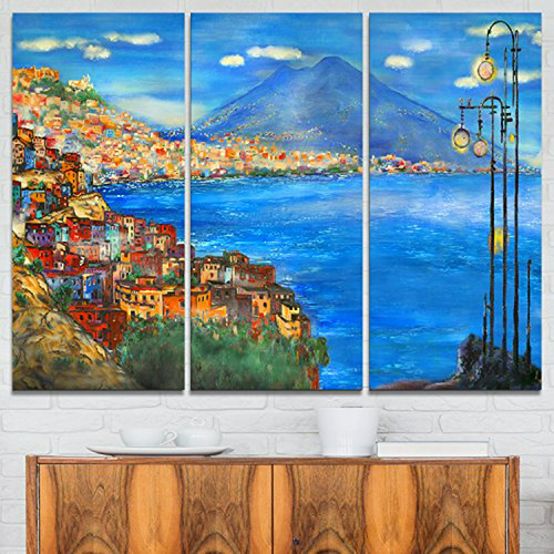 Designart Mt7782-3p Saturday Night Sea - Pintura De Paisaje,