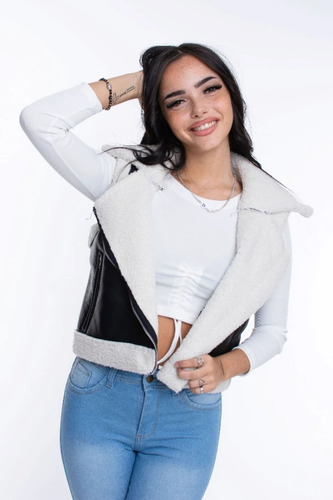 Chaleco Gamulan Ecocuero Mujer Corderito Blanco 641