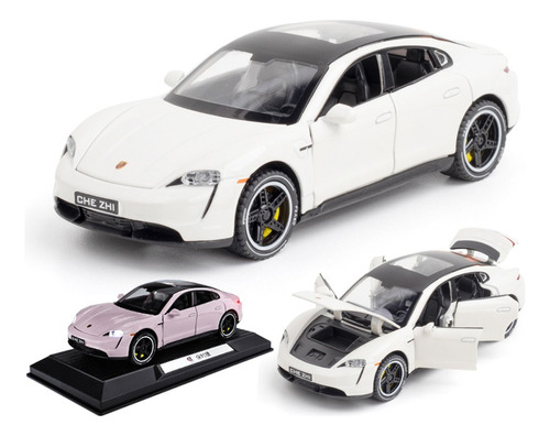 Coche Porsche Taycan En Miniatura De Metal Con Base Exposito