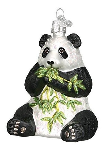 Adorno Navideño: Oso Panda De Vidrio Para Árbol.