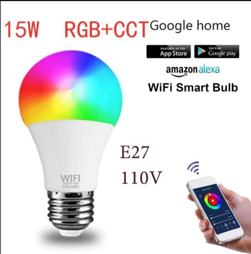 15w 2 Bombillas Wifi Luz Led Inteligente E27 Lámpara Rgb+cct (Usado)