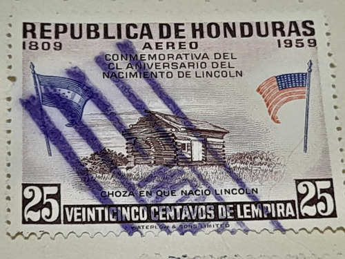 Estampilla Honduras     Nacimiento De Lincoln     0627    A3
