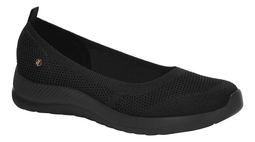 Flat Negro Andrea Casual Flexible Antiderrapante Confort Lig