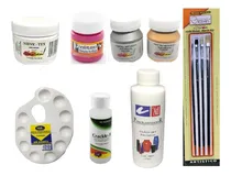 Comprar Kit Para Pintar Cerámica: Pinturas+ Godete + Pinceles +otros