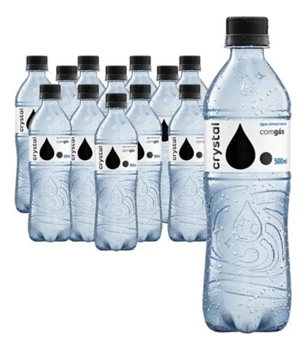 Agua Mineral Com Gás Legítima Crystal Garrafa 500ml -12 Und