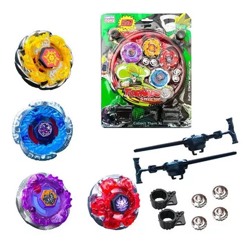 Beyblade Metal Kit 2 ou 4 Led Lançador Arena Tornado Brinquedo